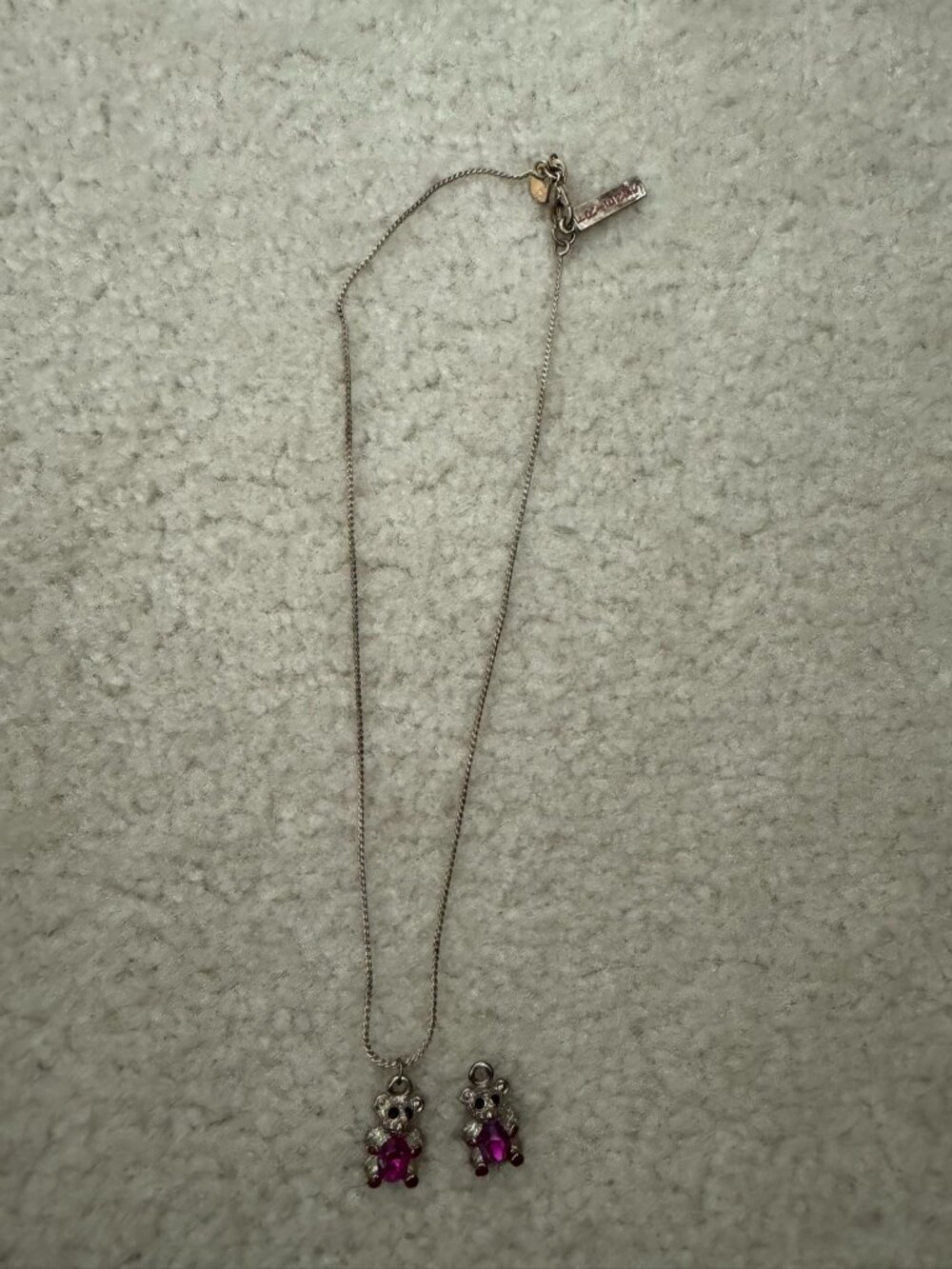 Y2K Juicy Couture Rhinestone Teddy Bear Necklace & Matching Charm 🧸💕